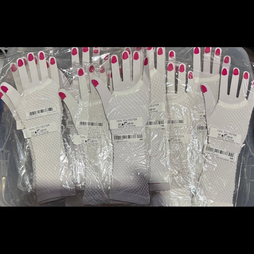 5 New White Fishnet Gloves